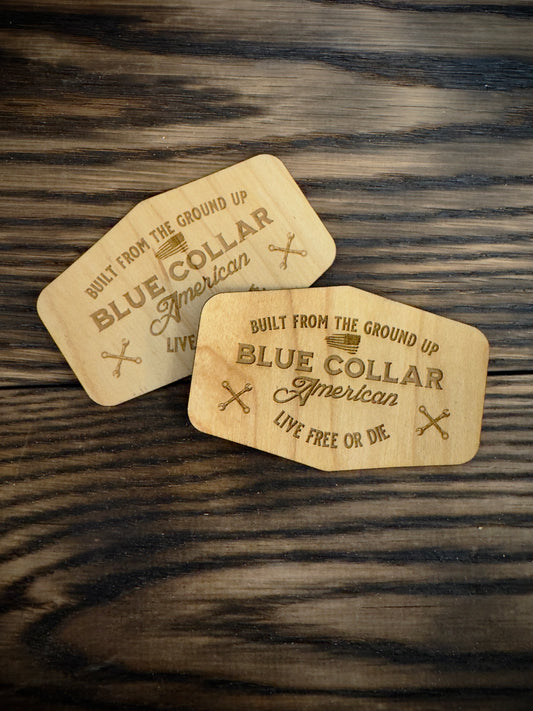 Blue Collar Wooden Stickers